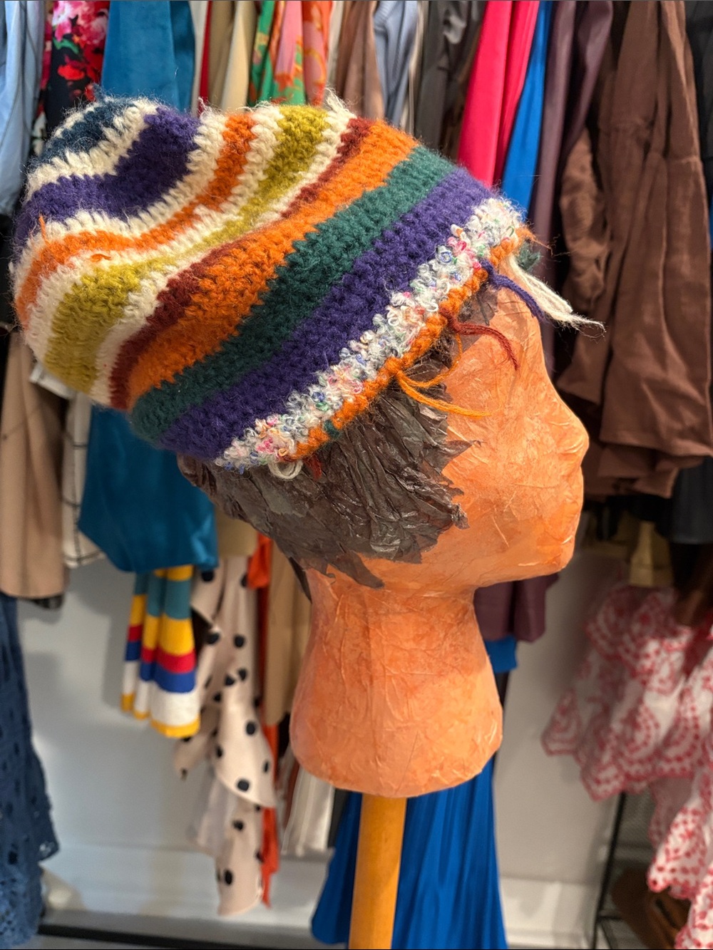 Colorful Striped Knit Beanie - Multicolor